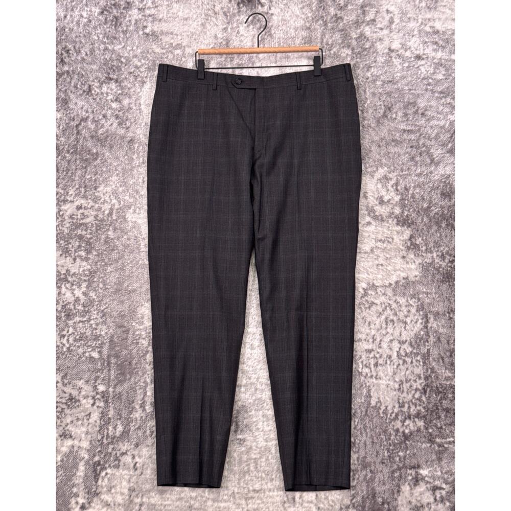 Canali Dress Pants 40 x 31 Mens Gray Wool Plaid Slim Fit Trouser
